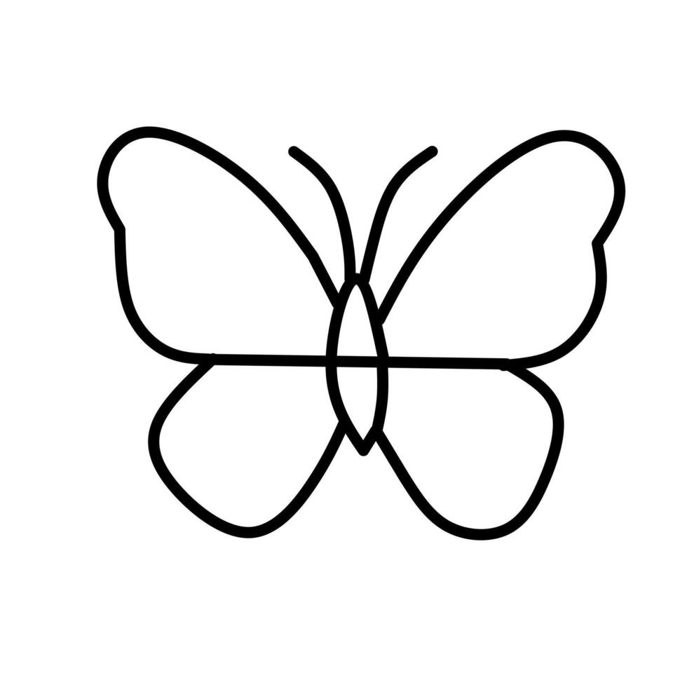 A butterfly is drawn in black and white vector