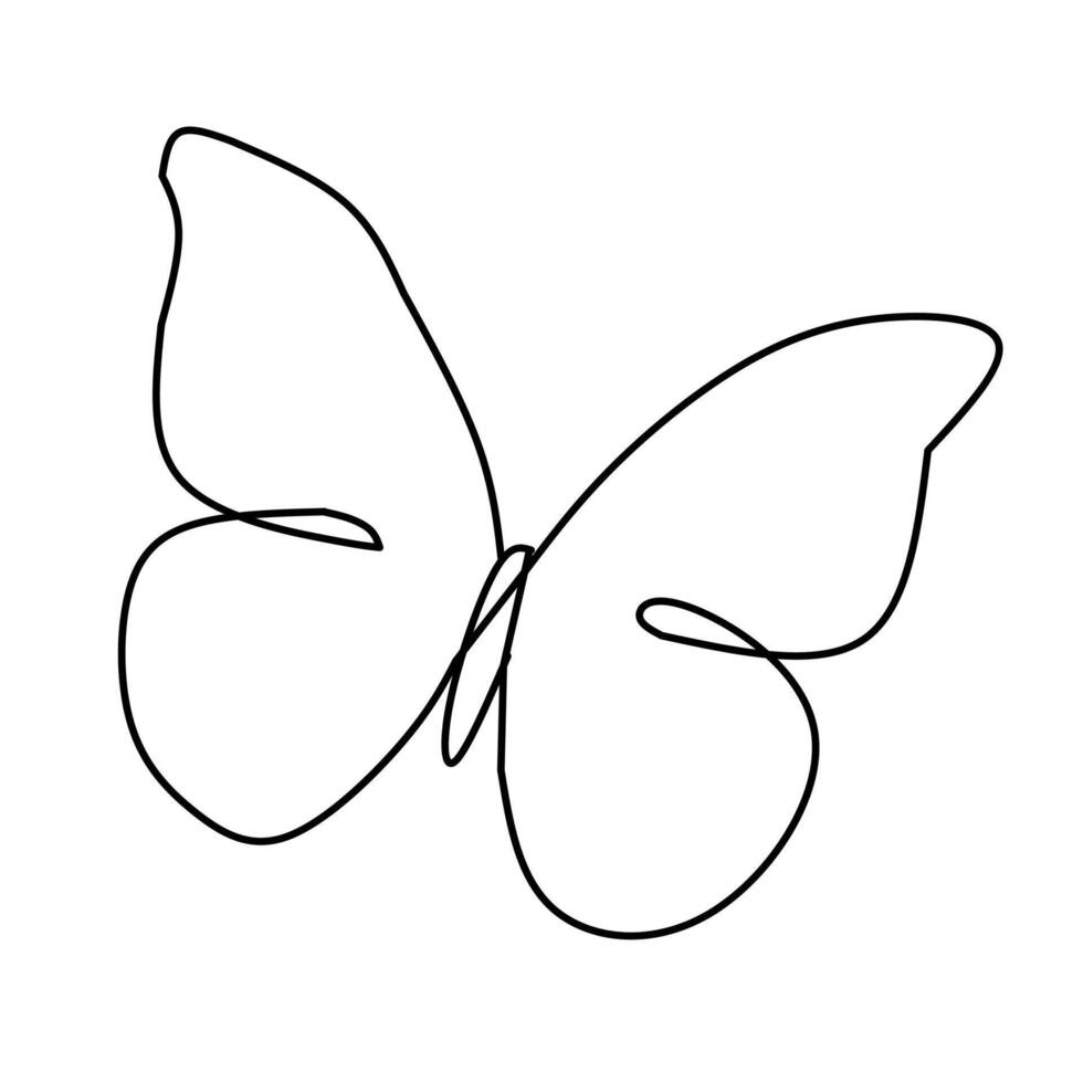 Minimalist one line butterfly drawing in black and white style perfect for tattoo design wall art logo decoration stationery and modern nature themed illustrations vector