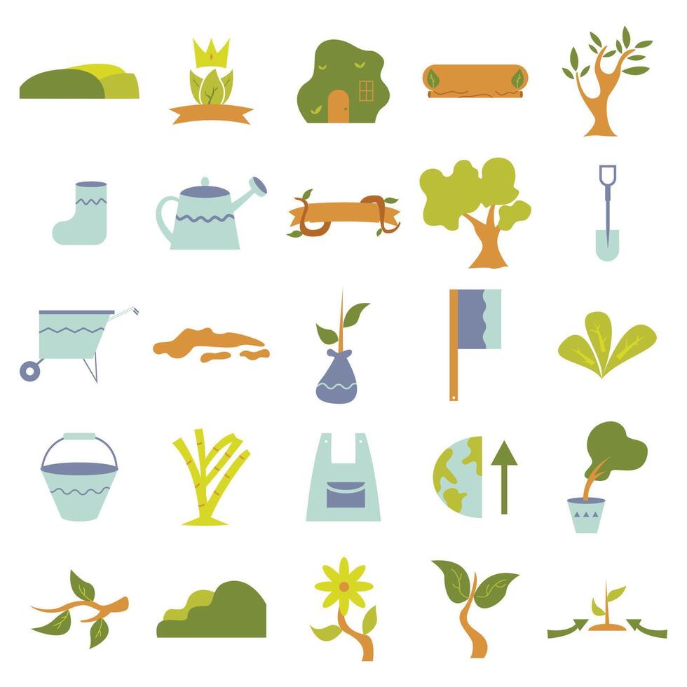 Arbor Day Flat Icons. Easy To Edit. EPS 10 vector