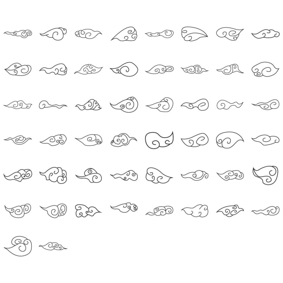 Chinese Traditional Cloud Line Icons. Easy To Edit. EPS 10 vector