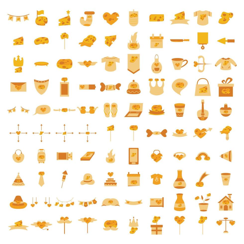 Cheese Lovers Day Flat Icons. Easy To Edit. EPS 10 vector
