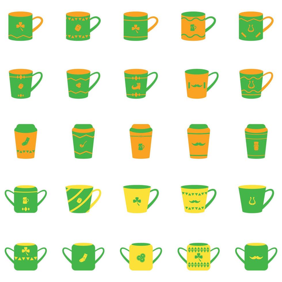St. Patrick's Holiday Mug Icons. Easy To Edit. EPS 10 vector
