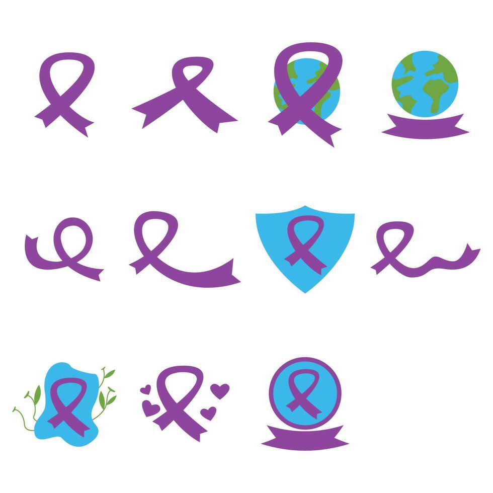 World Cancer Day Decoration Flat Icons. Easy To Edit. EPS 10 vector