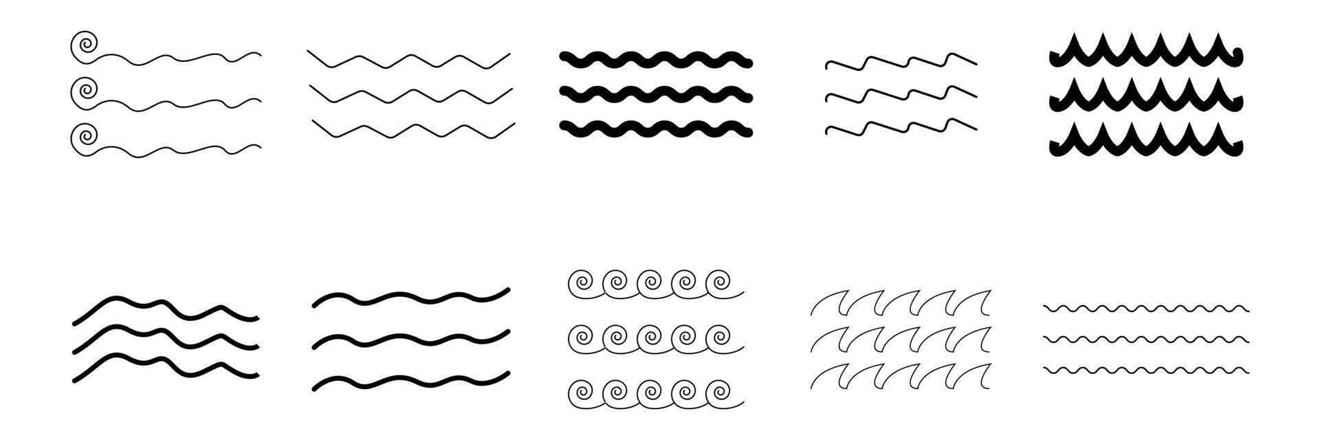 Triple Waves Line Element Design. Easy To Edit. EPS 10 vector