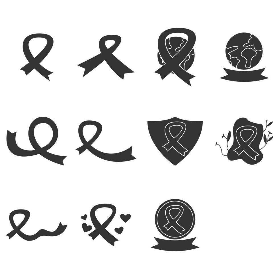 World Cancer Day Decoration Silhouettes. Easy To Edit. EPS 10 vector