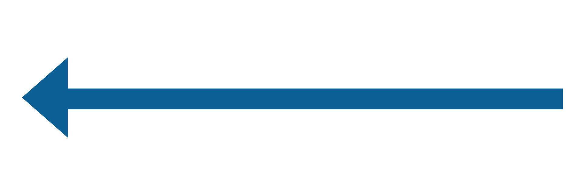 Blue long arrow pointing to the left. vector