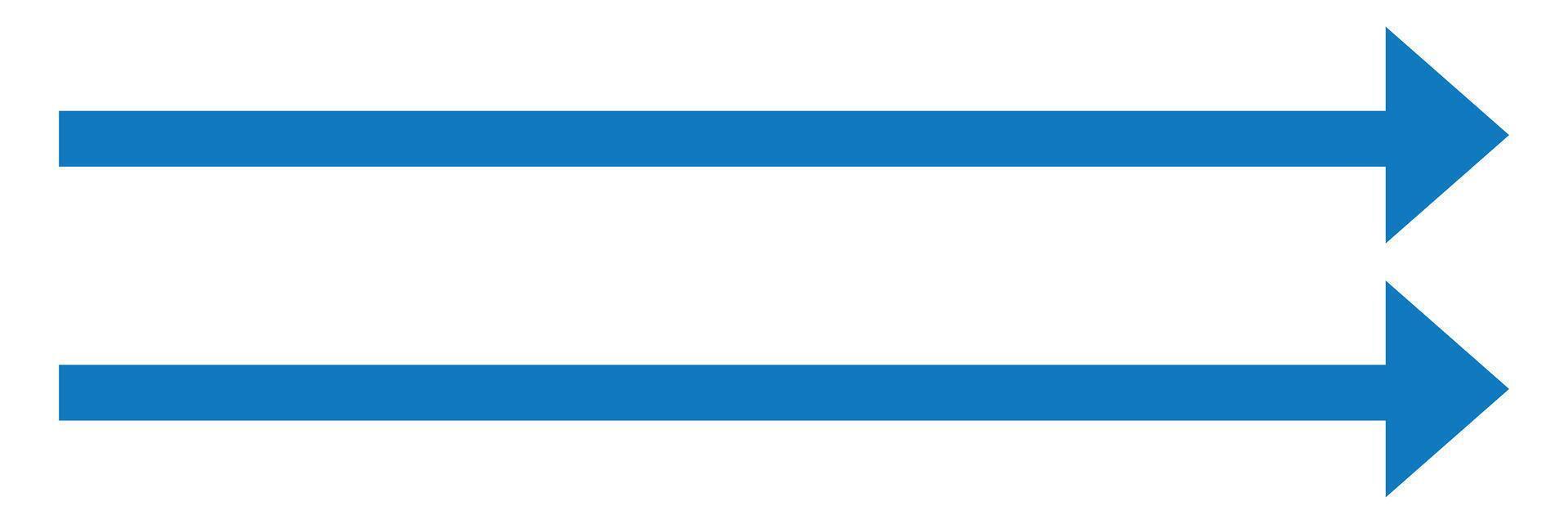 Blue long arrow icon set. vector
