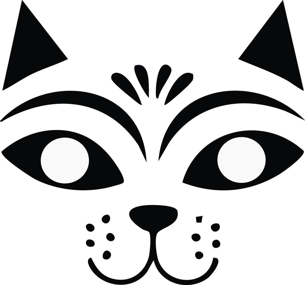 Cat face folk art decoration vector