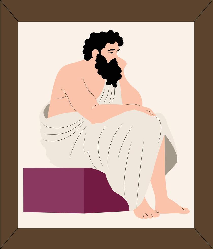 A man with a beard sitting on a box vector