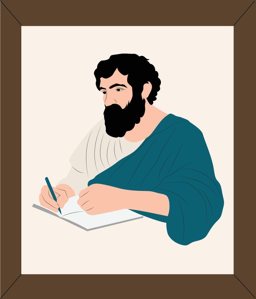 Philosopher writing in a book vector