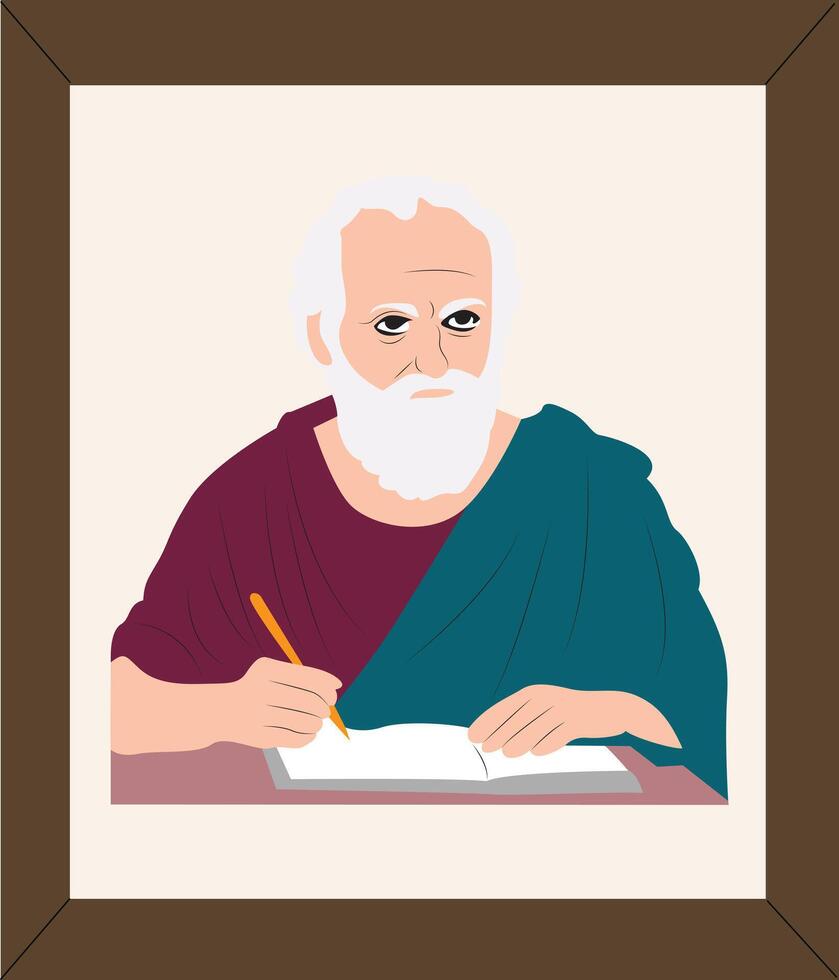 Philosopher writing with a pen vector