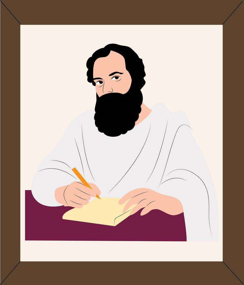 Philosopher with a beard writing vector