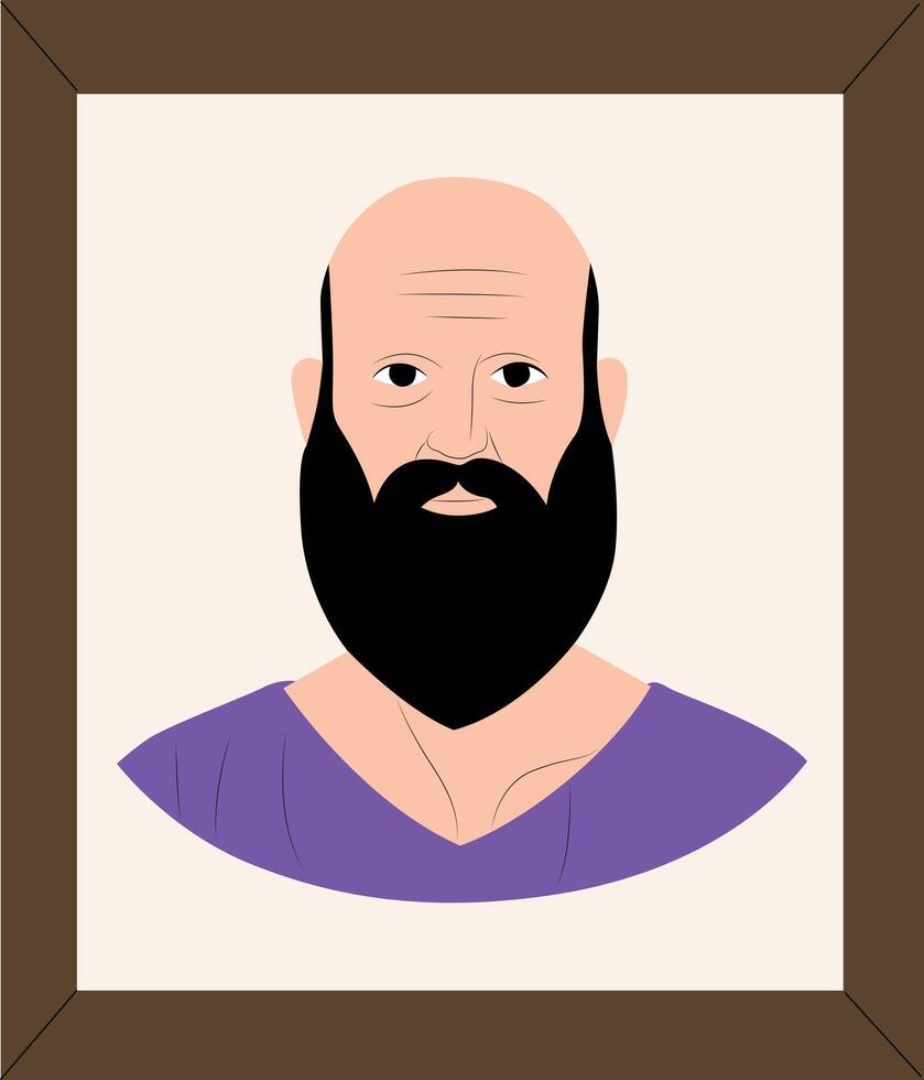 A cartoon image of a bearded man with a beard vector