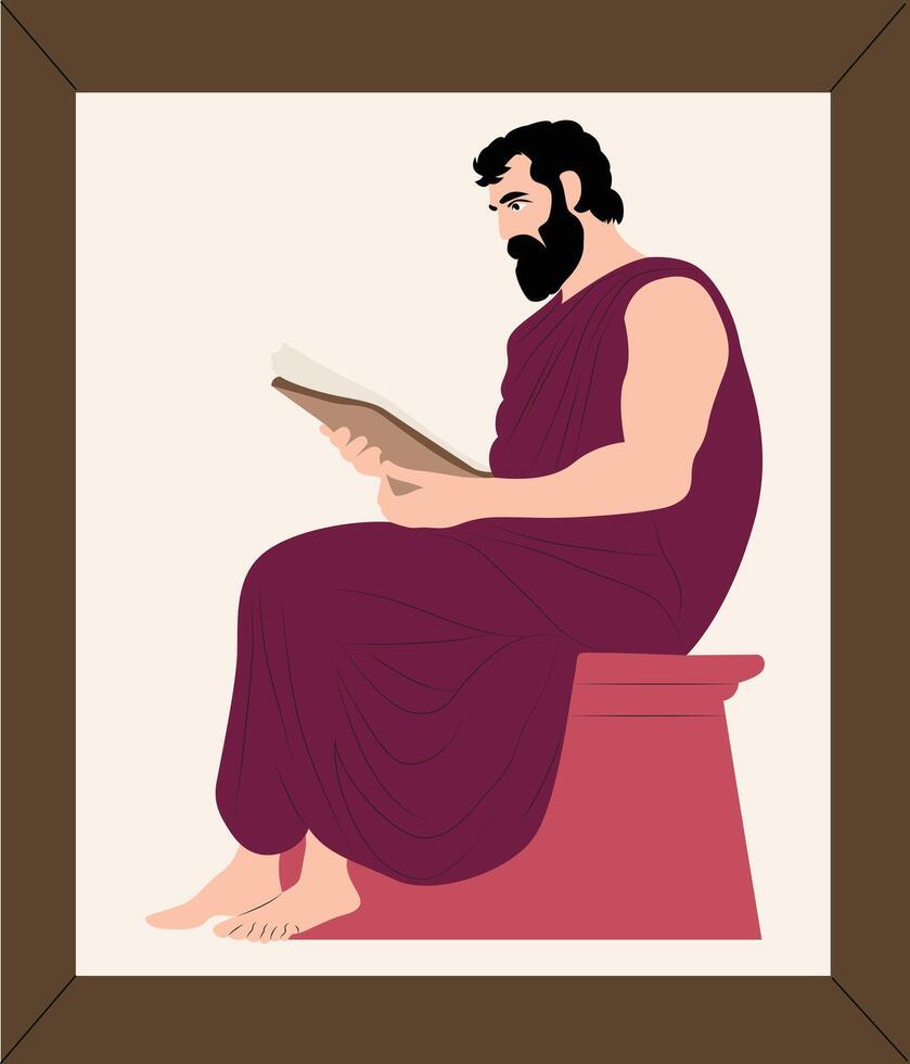 A man in a roman robe is reading a book vector