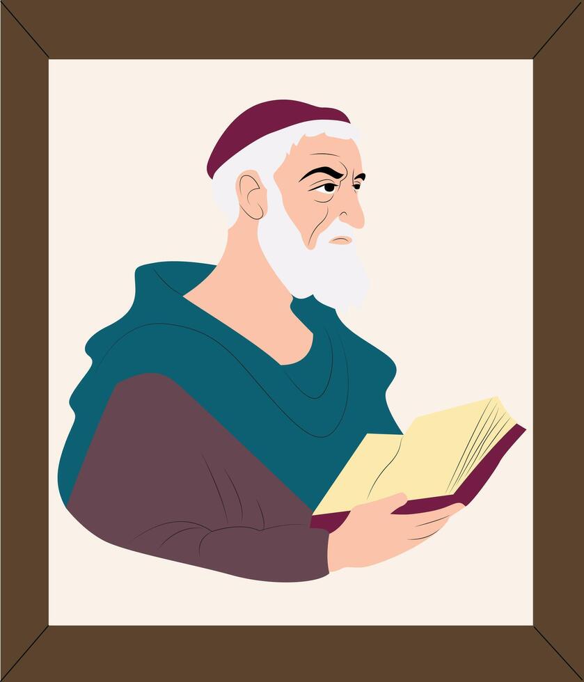 A man with a beard and a book in his hand vector