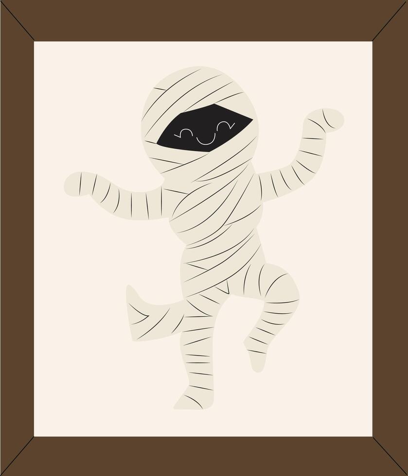 A cartoon mummy in a brown frame vector