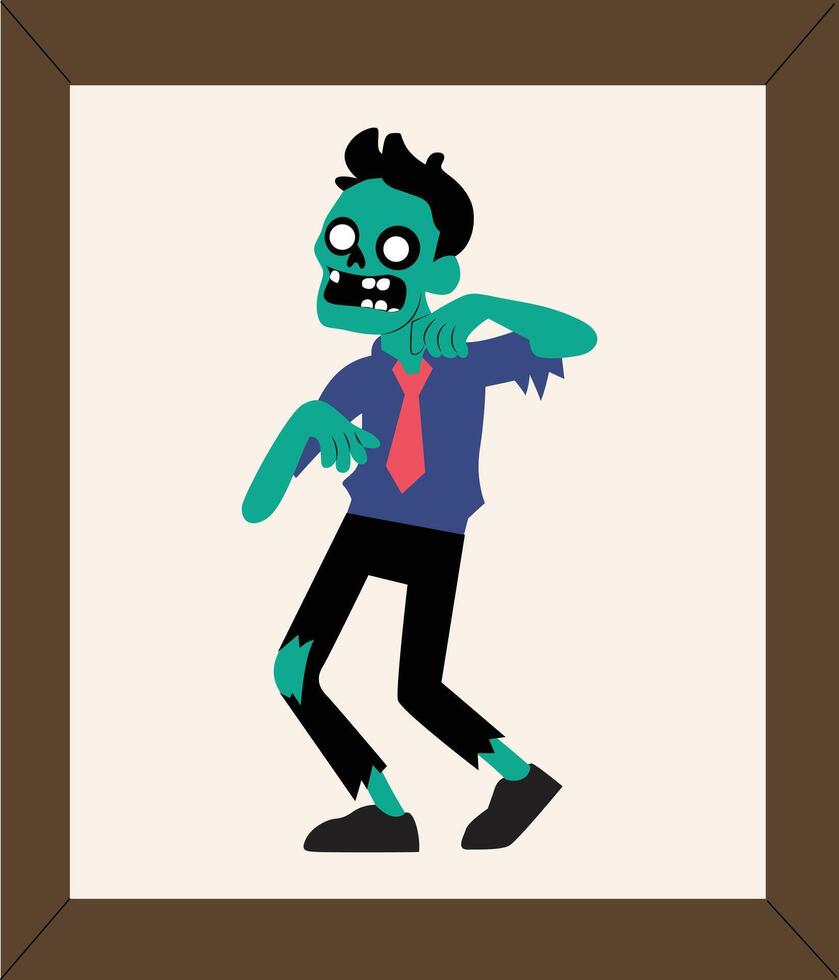 A cartoon zombie in a suit and tie vector