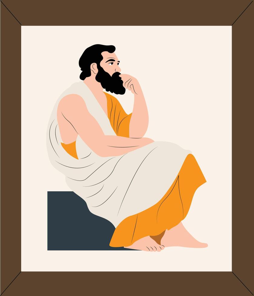 A man with a beard sitting on a bench vector