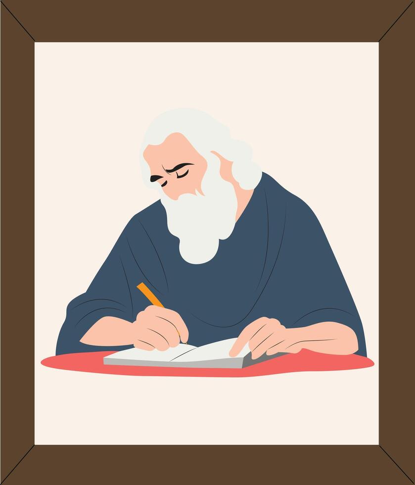 An illustration of a man writing with a pen vector