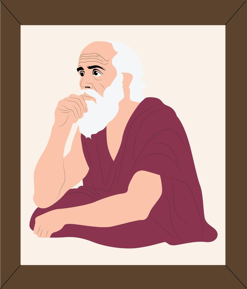 A man with a beard and a white beard sitting on the ground vector