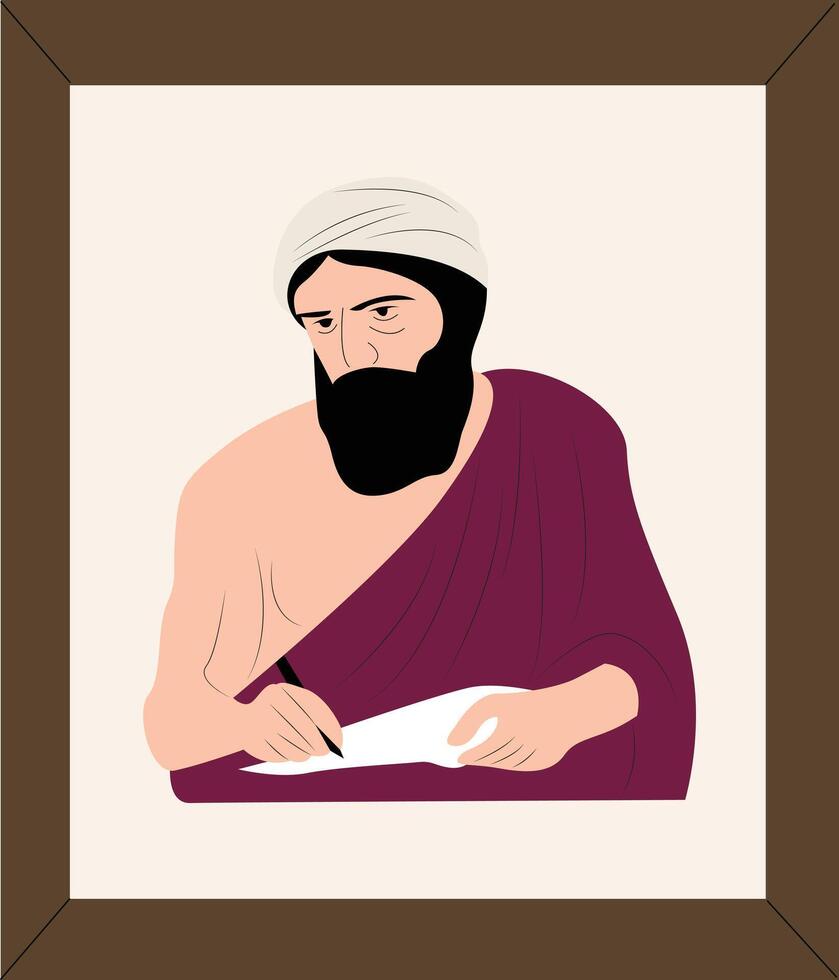 A man with a beard and a turban is writing vector