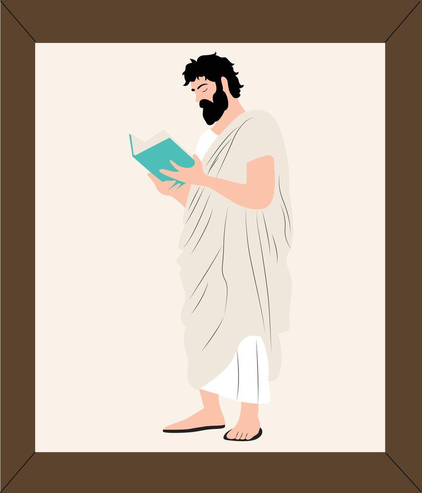 A man in a robe reading a book vector