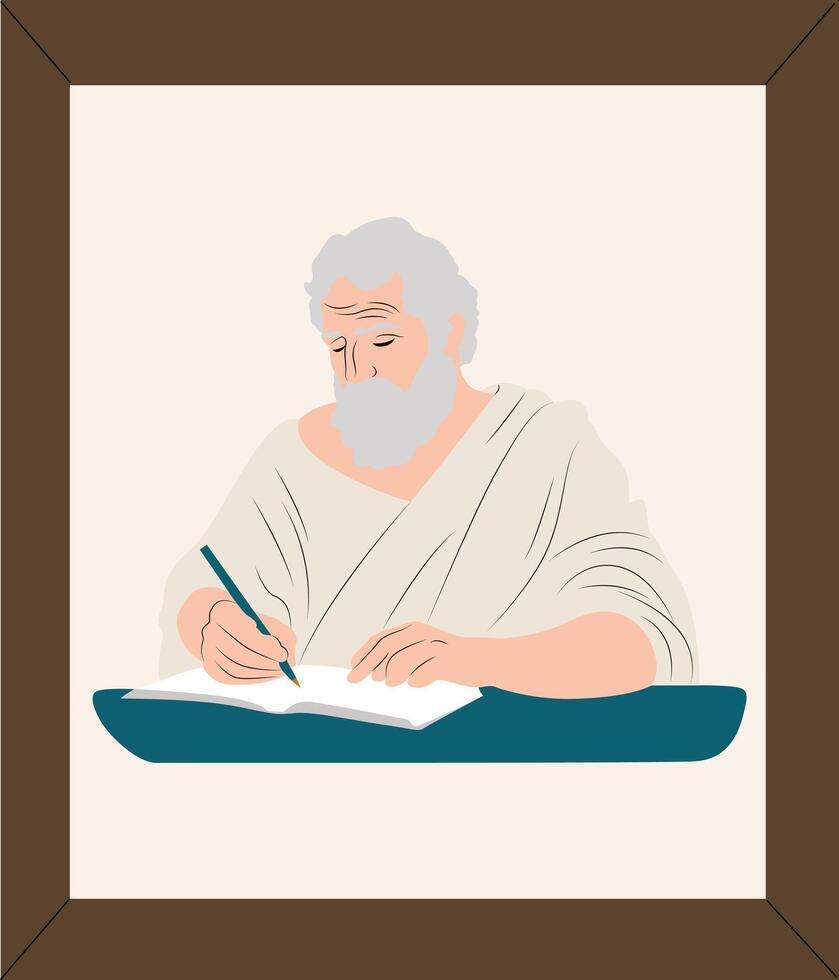 Plato writing a letter vector
