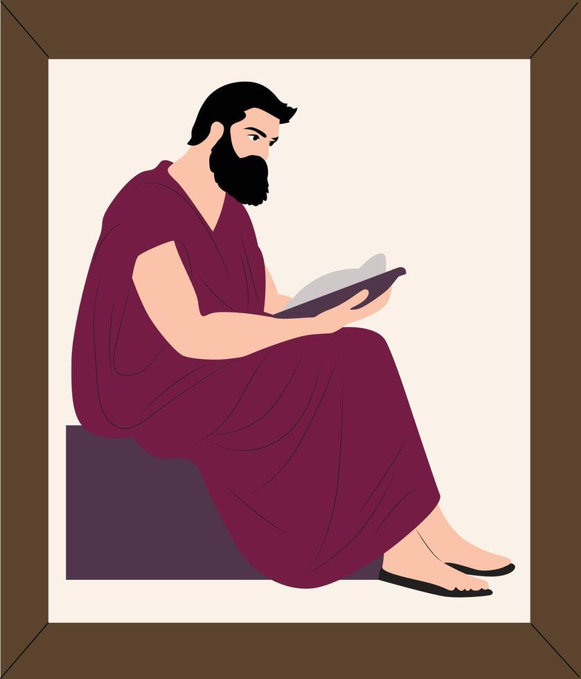 A man in a purple robe is reading a book vector