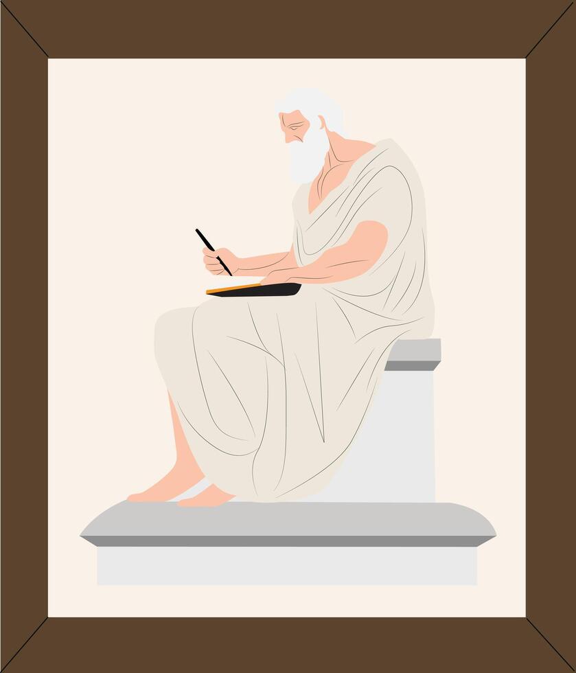 A man in a robe writing on a tablet vector