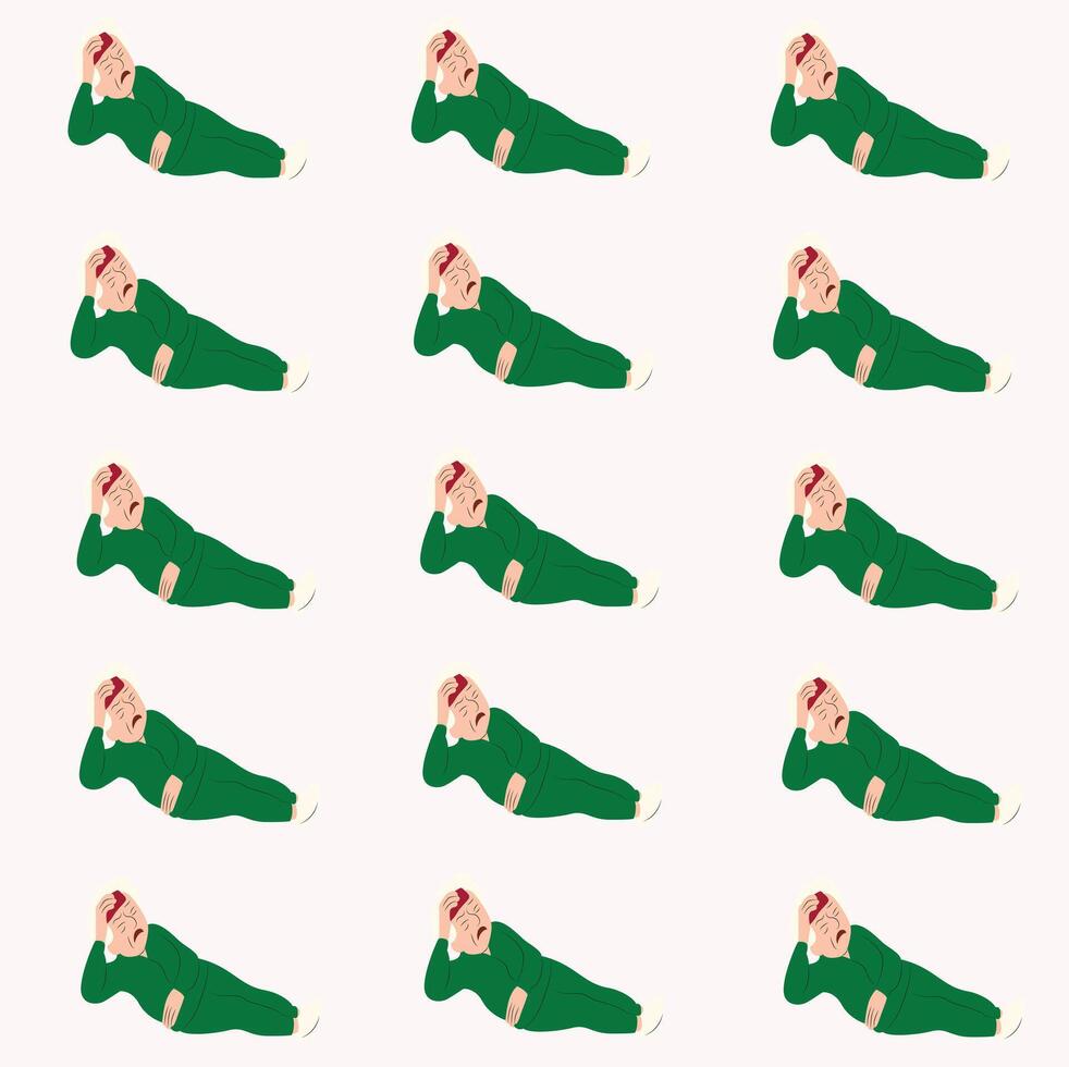 A green sleeping person with their arms up vector