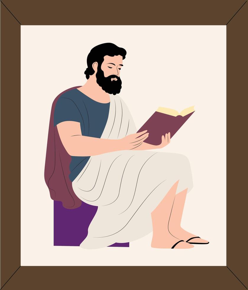 A man with a beard and a book is reading vector