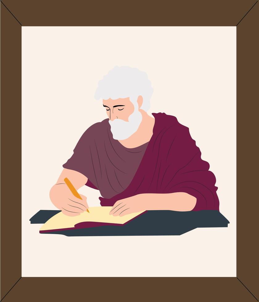 A man writing with a pen and a book vector