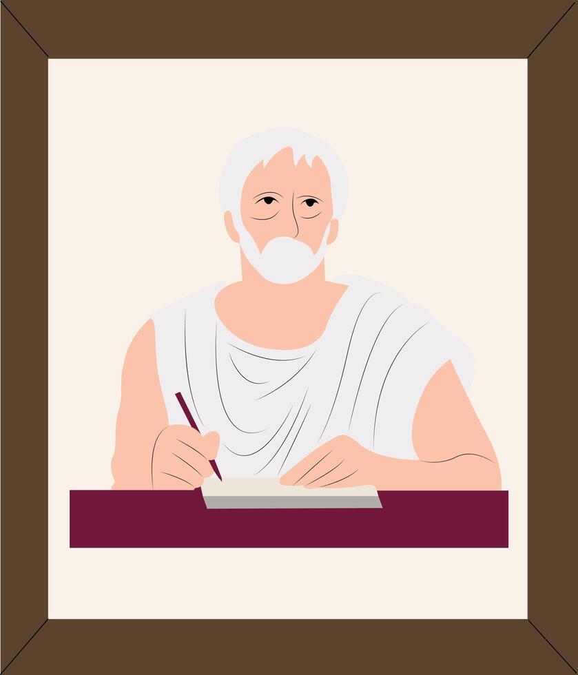 A man in a robe writing with a pen and a pencil vector