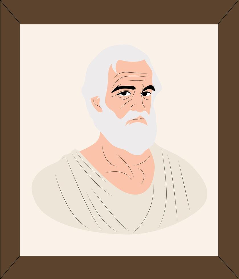 Plato, the philosopher, in a brown frame vector