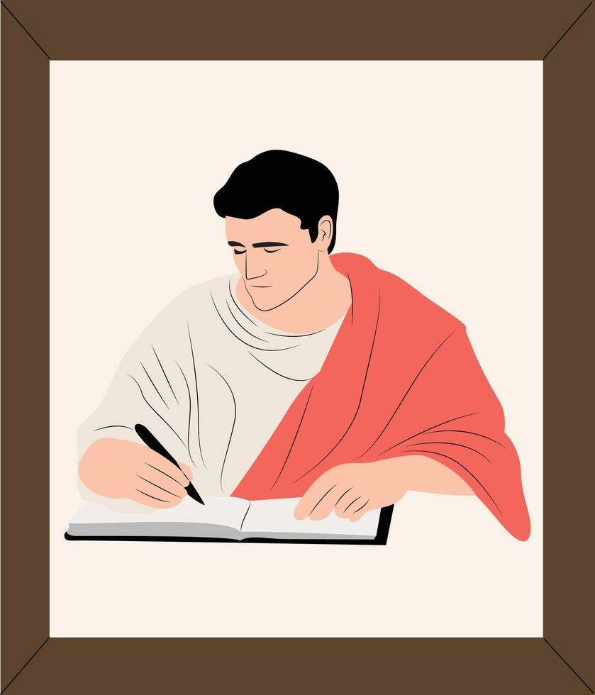 A man in a robe writing a book vector