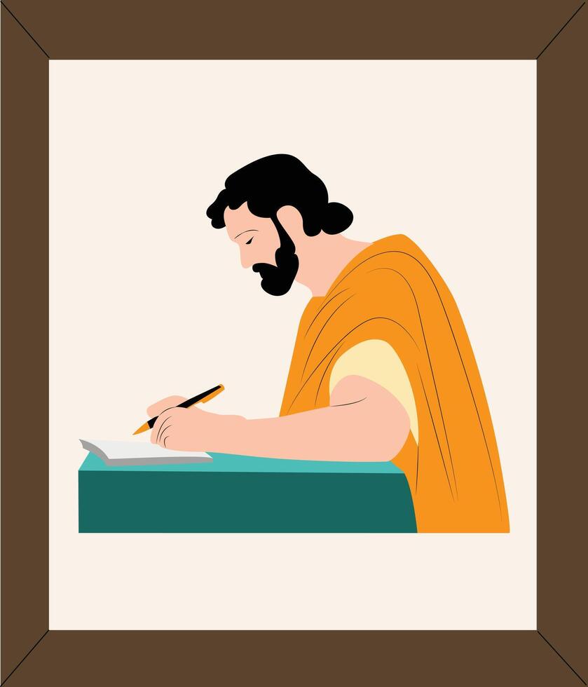 A man writing with a pen and a notebook vector