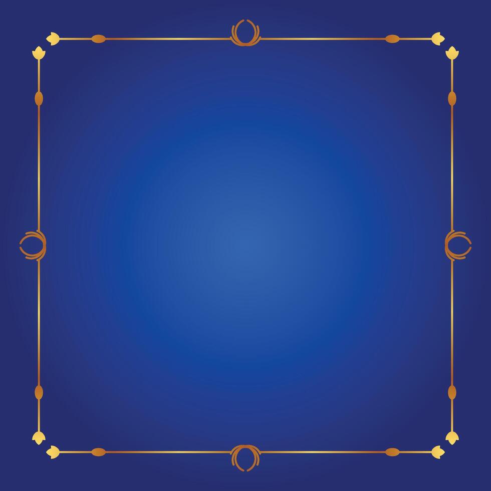 Blue Simple Gradation Background With Gold Frame Design vector