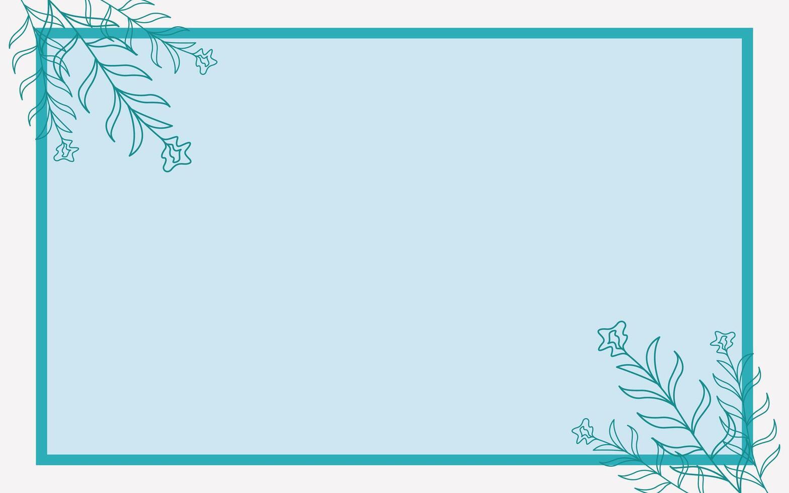 Blue And White Simple Frame Design With Flowers Background vector