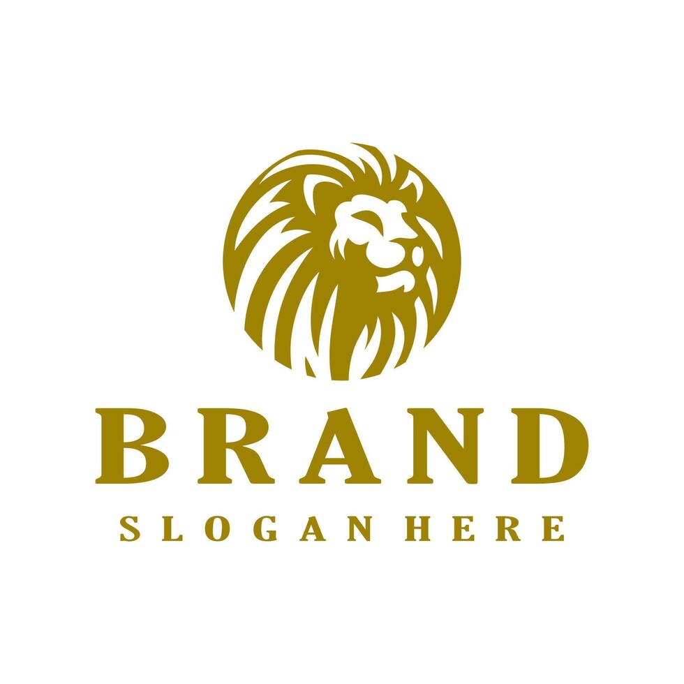 lion head circle logo design stock template illustration vector