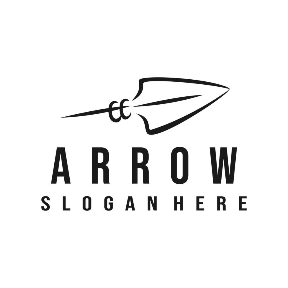 arrowhead or spear simple line logo design stock template illustration vector
