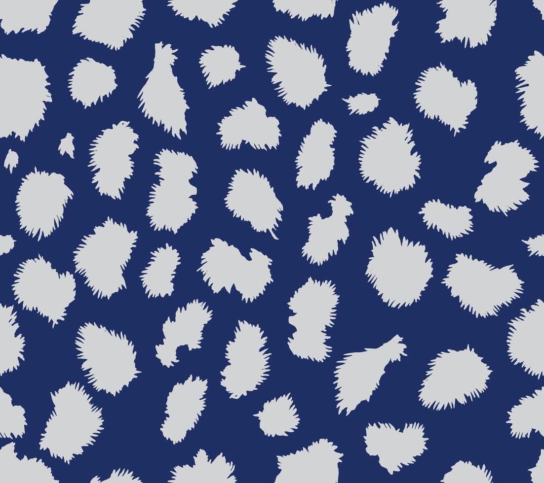 Hand drawn leopard skin seamless pattern in white and blue, ethnic and tribal hand paint texture background, simple and cute graphic for textile, carpet, decoration vector