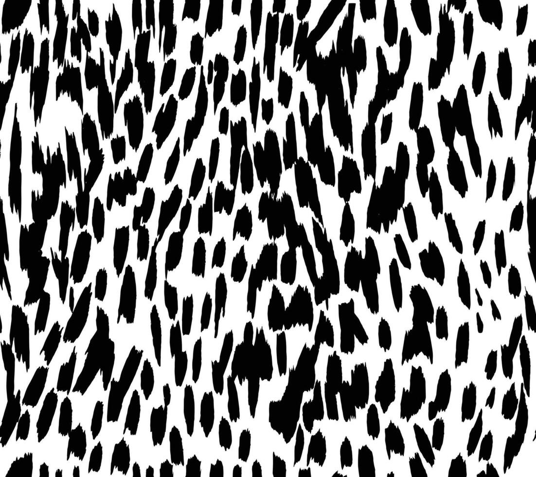 Hand drawn high contrast seamless pattern with dense irregular black brushstrokes, abstract animal print or dalmatian spots on white background, simple graphic for textile, decoration, carpet vector
