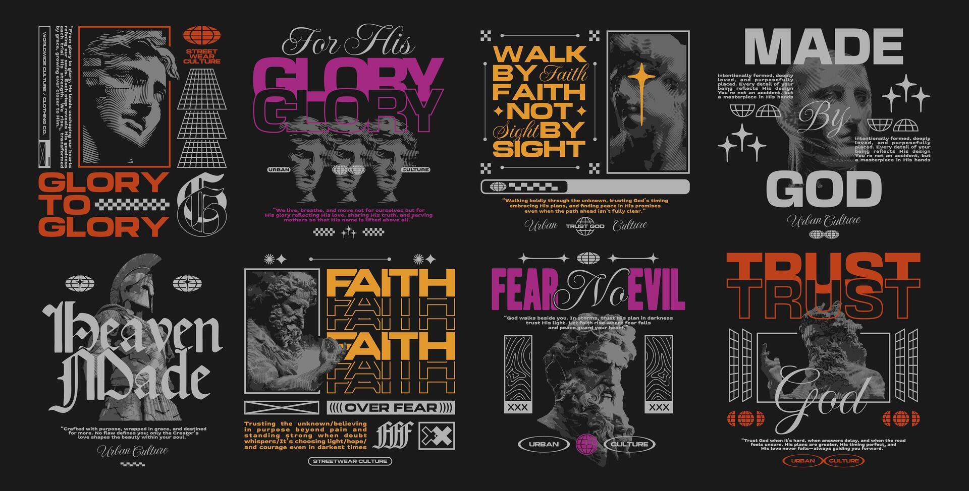 Graphic designs about faith and trust vector