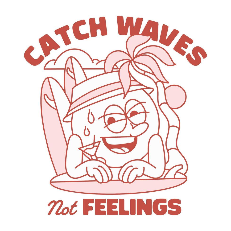 Cartoon character promoting beach vibes vector