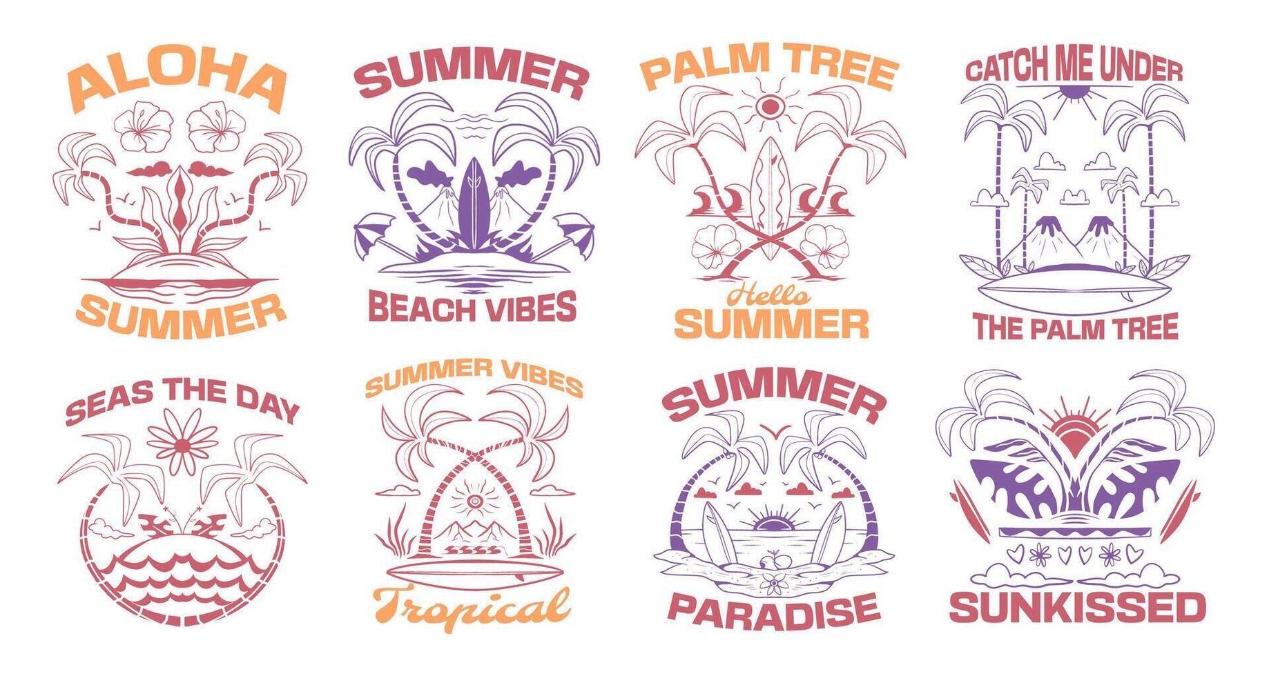 Tropical summer designs with palm trees vector