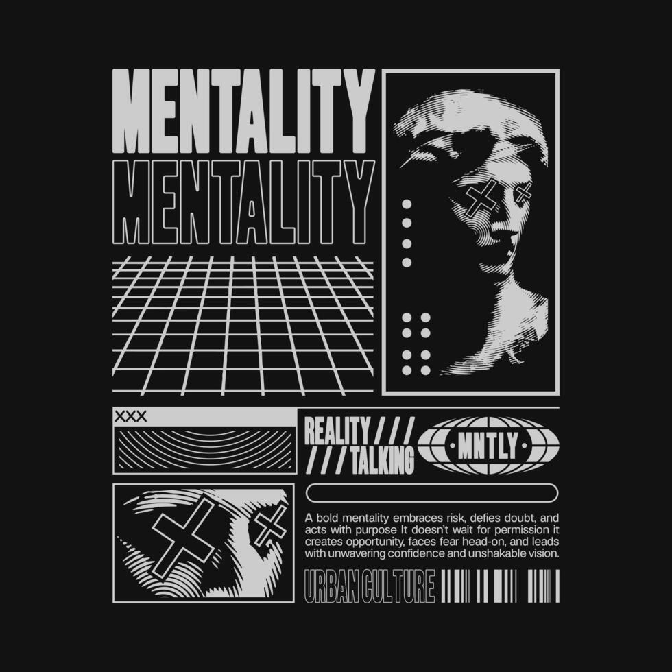 Bold mentality urban culture design vector