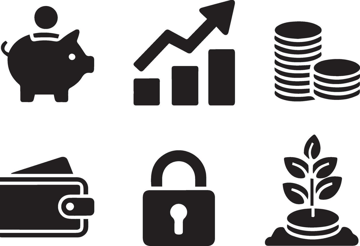 Financial Icons Savings, Growth, Security, and Investment Concepts vector