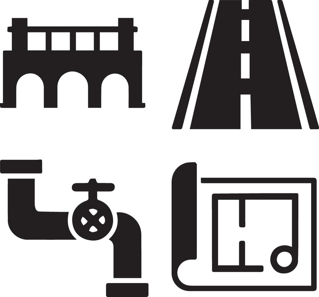Unique civil engineering symbol set vector