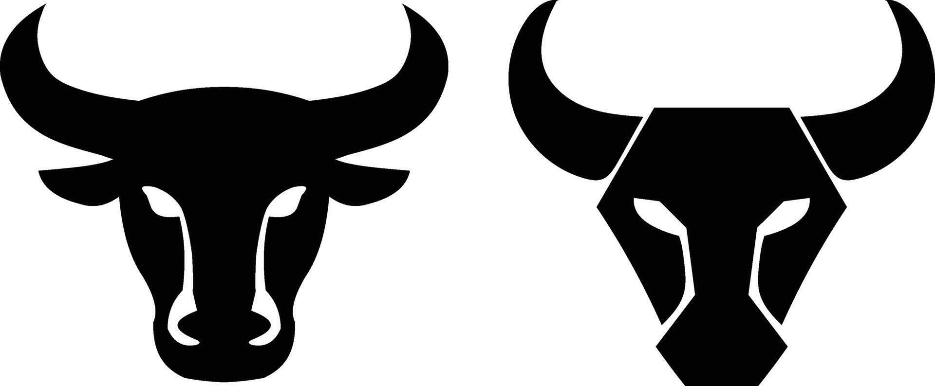 Cow head or face black silhouette icon vector