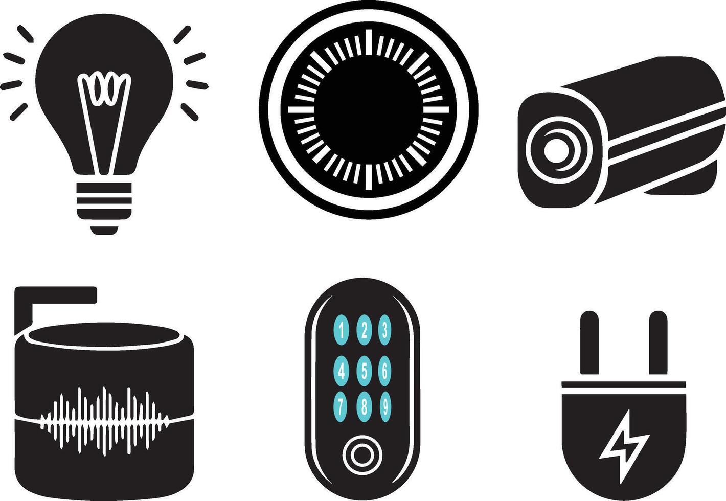 Smart Home Technology, Icons for Security, Energy, and Automation vector